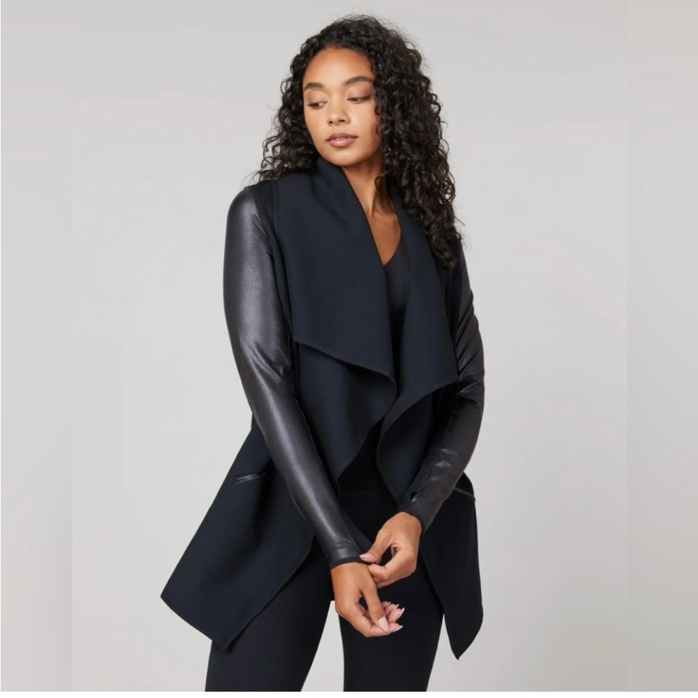 Spanx Drape front faux leather jacket